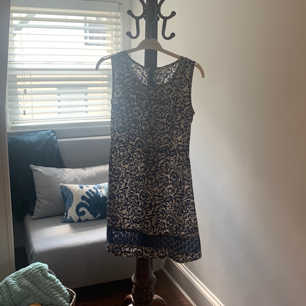 Blue floral and lace dress